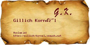 Gillich Kornél névjegykártya